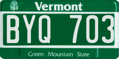 VT license plate BYQ703