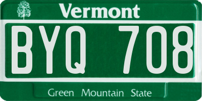 VT license plate BYQ708