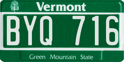 VT license plate BYQ716