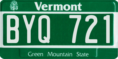 VT license plate BYQ721