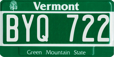 VT license plate BYQ722
