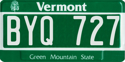 VT license plate BYQ727