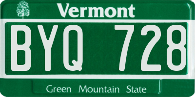 VT license plate BYQ728