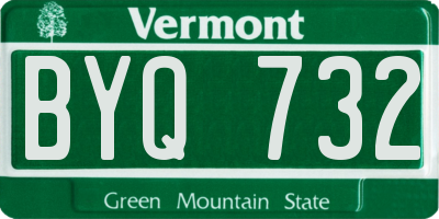 VT license plate BYQ732