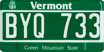 VT license plate BYQ733