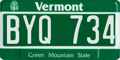 VT license plate BYQ734