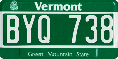 VT license plate BYQ738