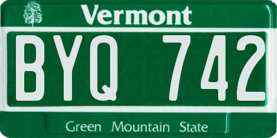 VT license plate BYQ742