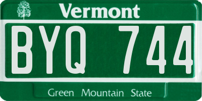 VT license plate BYQ744