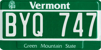 VT license plate BYQ747