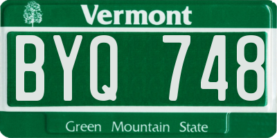 VT license plate BYQ748
