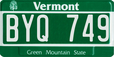 VT license plate BYQ749
