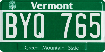 VT license plate BYQ765