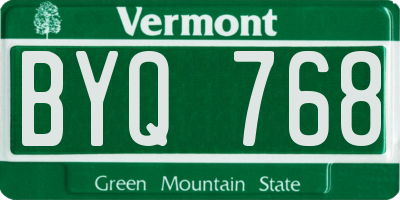 VT license plate BYQ768