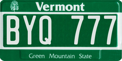 VT license plate BYQ777
