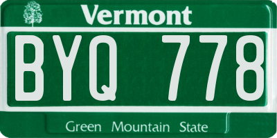 VT license plate BYQ778