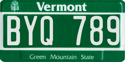 VT license plate BYQ789