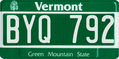 VT license plate BYQ792