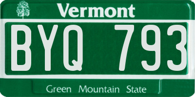 VT license plate BYQ793