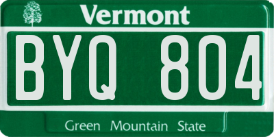 VT license plate BYQ804
