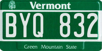 VT license plate BYQ832