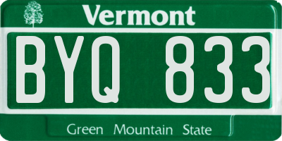 VT license plate BYQ833