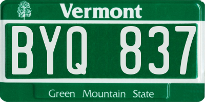 VT license plate BYQ837
