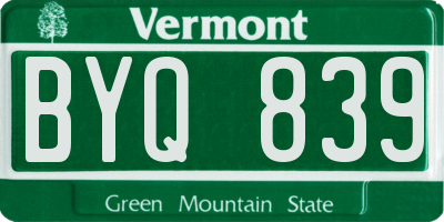 VT license plate BYQ839
