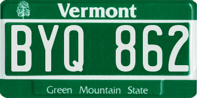 VT license plate BYQ862