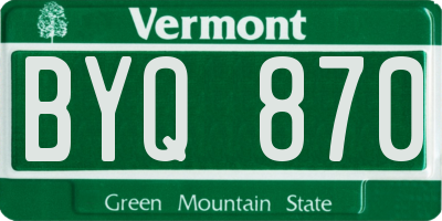 VT license plate BYQ870