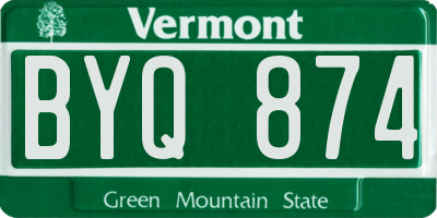 VT license plate BYQ874