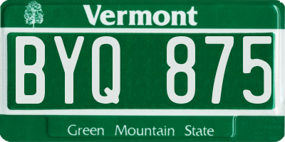 VT license plate BYQ875