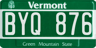 VT license plate BYQ876