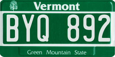 VT license plate BYQ892