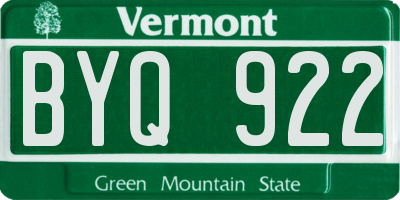 VT license plate BYQ922