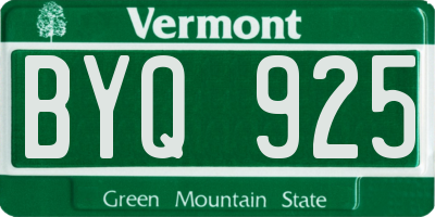 VT license plate BYQ925