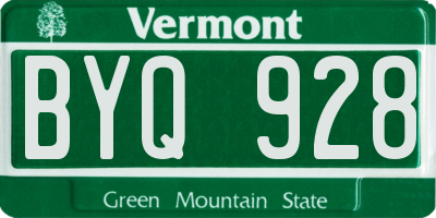 VT license plate BYQ928