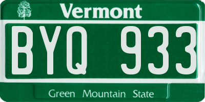 VT license plate BYQ933