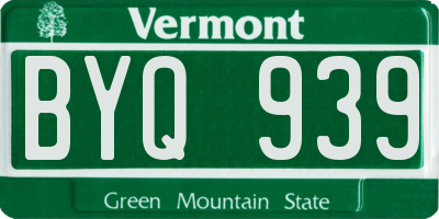 VT license plate BYQ939