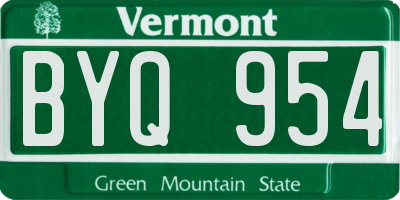 VT license plate BYQ954