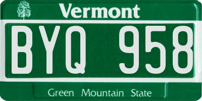 VT license plate BYQ958