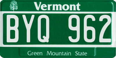 VT license plate BYQ962