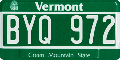 VT license plate BYQ972