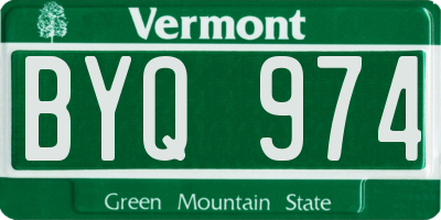 VT license plate BYQ974