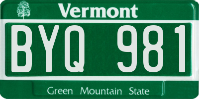 VT license plate BYQ981