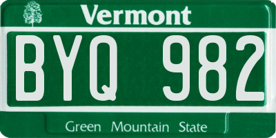 VT license plate BYQ982