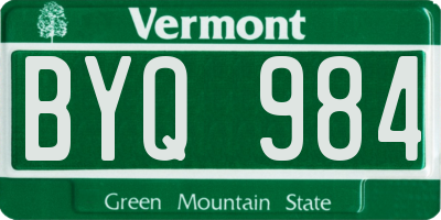 VT license plate BYQ984