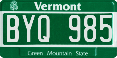 VT license plate BYQ985