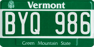 VT license plate BYQ986