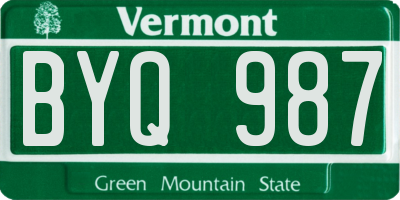 VT license plate BYQ987